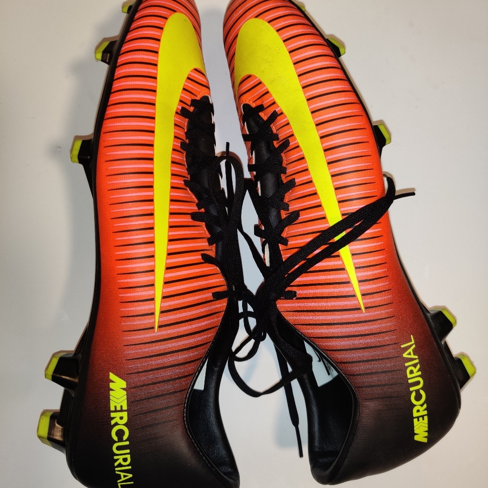 Nike Mercurial Soccer Cleats, Orange, Yellow and Black, Men's 10.5